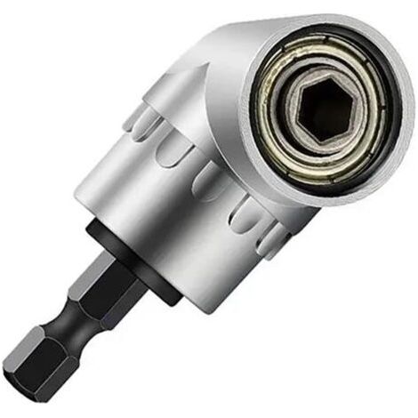 Adaptateur de tournevis pour foret hexagonal à angle de 105 degrés, foret flexible réglable pour tournevis, support de foret d'angle, pièces d'outils (couleur : argent) (1/5)