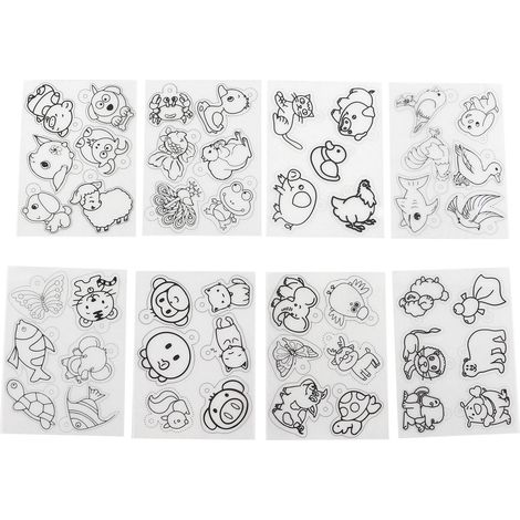 Heat Shrink Sheets 8 Pcs Hand Painted DIY Printing with Pattern Filling for Kids Craft School Project DIY OrnamentsAnimal Series JS 81 (1/5)
