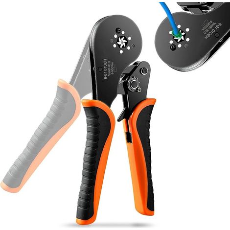 Pince à sertir à six pans pour embouts de câbles, pince à sertir pour cosses de câble pour 0,08-16mm², pince à sertir pour embouts isolés et non isolés
