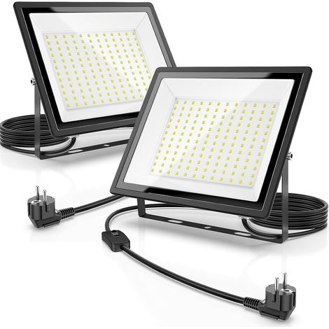 Projecteur LED Extérieur 150W - Lot de 2 - Aluminium et Verre Trempé - 16500LM IP66 - Éclairage Jardin Garage Chantier (1/5)