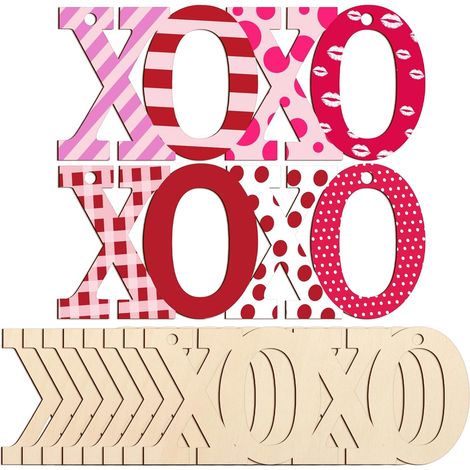 Ornement En Bois - Disque Rond Non Finition - Lettres XOXO - Pour Décoration Artisanale - Idéal Pour La Saint-Valentin - 10 Pièces (1/5)
