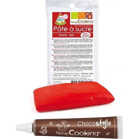 Stylo chocolat + Pâte à sucre rouge 100 g