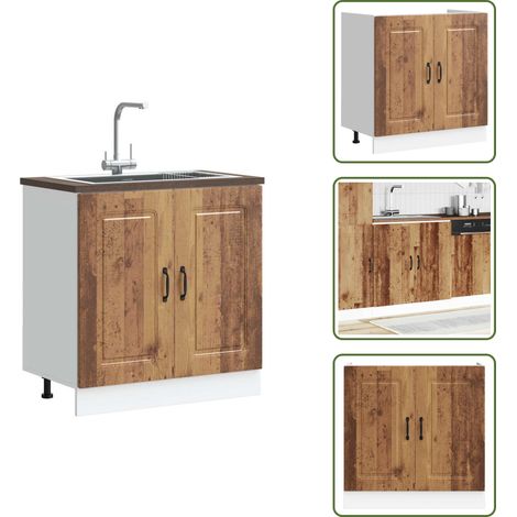 Meuble bas pour évier Kalmar noir 80x46x81,5 cm bois ingénierie - Meuble Bas D'évier - Meubles Bas D'évier - Meuble Bas De Cuisine - Meuble Bas De Cuisine Pour Évier (1/5)