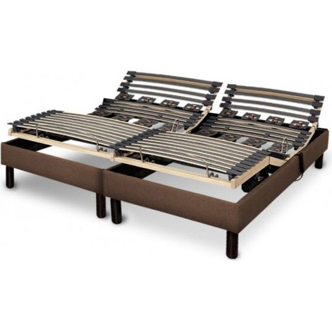 Sommier electrique Essenzia Zen EMOTION MARRON 2x80x200 Lattes et Plots (1/5)