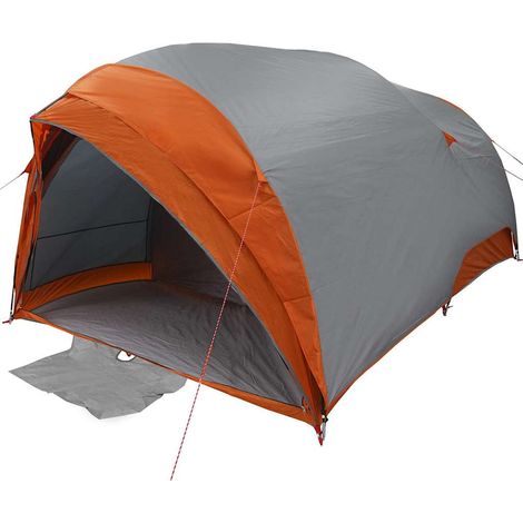 vidaXL Tienda túnel 6 persona Impermeable Gris y naranja tafetán (1/2)