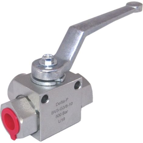 Vanne à boisseau sphérique hydraulique, 3 voies haute pression, poignée à levier, 6,35 mm à 1,9 cm pour BSP 500 bar (7250 psi) pression de fonctionnement, vanne à trois voies de type T pour eau, (1/4)