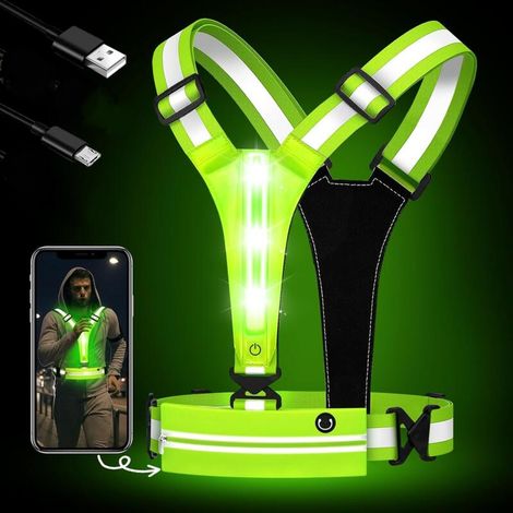 Gilet Réfléchissant LED USB Rechargeable pour Course à Pied et Vélo, Sécurité de Nuit avec Support Téléphone - AUTRES (1/5)