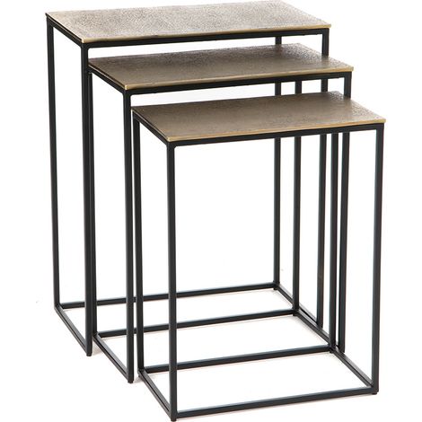Amadeus - Lot de 3 consoles gigognes en aluminium doré (1/3)
