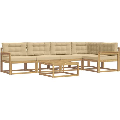 Outdoor-Sofagarnitur 6 pcs Weiß und Beige 79 x 79 x 37 cm vidaXL