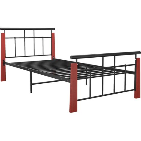 Maison Exclusive - Bettgestell Metall und Massivholz Eiche 90x200