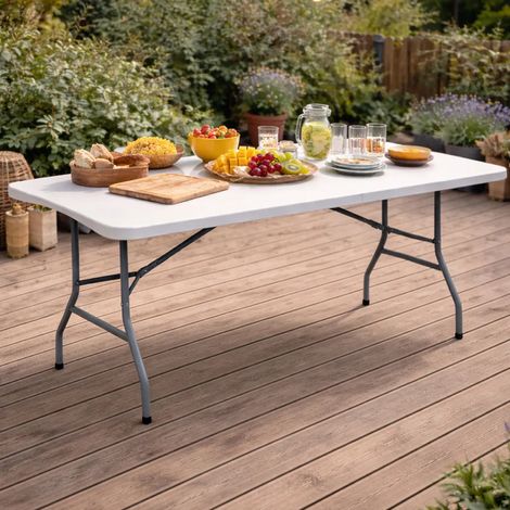 Table pliante en résine 8 couverts 180x70x74cm pieds métal