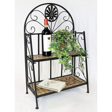 Regal Mosaik Metall 2 Ablagen Klein 12006 Bücherregal 80 cm Schmiedeeisen Badregal (1/5)