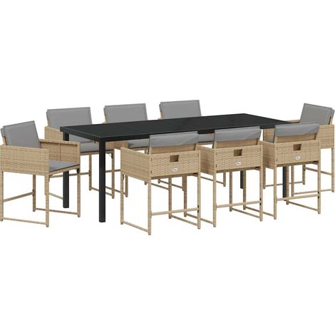 Maison Exclusive - Set da Pranzo per Giardino 9 pcs Beige polyrattan