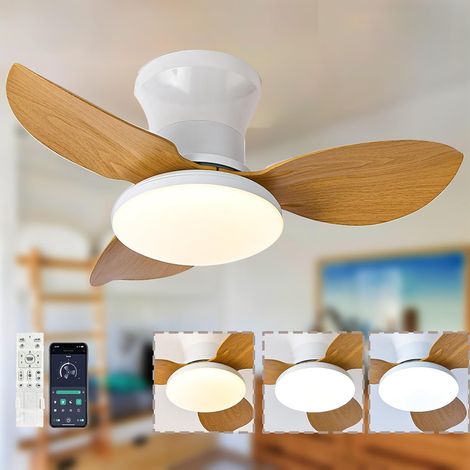 Plafonnier avec ventilateur et télécommande pour salon/chambre, intensité lumineuse réglable été/hiver, fonction mémoire, 6 vitesses, blanc (1/5)