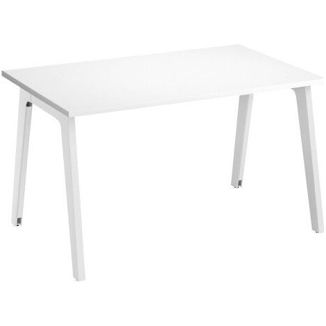 Bureau droit Exprim Arche blanc L 120 cm avec goulotte - Piètement blanc - Maxiburo