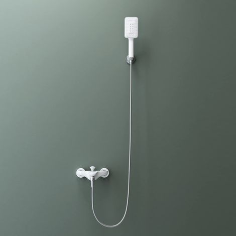 Mai & Mai Colonne de Douche et Baignoire Blanc Robinet de bain mitigeur blanc avec douchette (1/5)