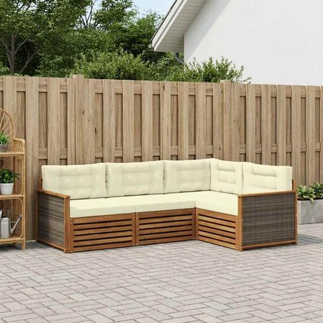vidaXL Outdoor-Sofagarnitur mit Kissen 4 pcs Natur und Creme (1/5)