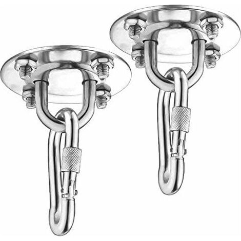 Pcs Heavy Duty Ceiling Hook, 450KG Capacity Stainless Steel Hammock Hanging Kit 180°Rotation for Concrete Wood Sets, Hanging Chair, Hanging Lamp, Hammock, Yoga, with Fixing Screws -, (1/5)