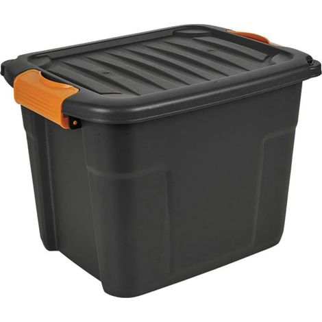 Contenitore scatola industriale baule box porta attrezzi oggetti coperchio maniglie 85 lt 282ds (1/2)