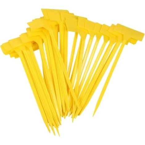 50 Pièces étiquettes plante,etiquette jardin exterieur,grand étiquettes plastique potager,étiquettes de Culture réutilisables-Jaune(309CM)