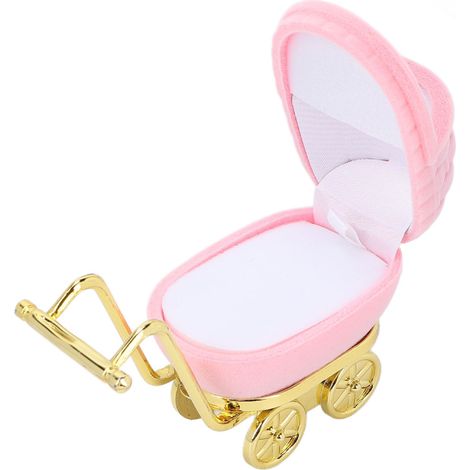 Caja De Joyas Carrito De Bebé - Material Terciopelo - 80 X 39 X 62 Mm - Para Pendientes Y Anillos - 1 Unidad (1/5)