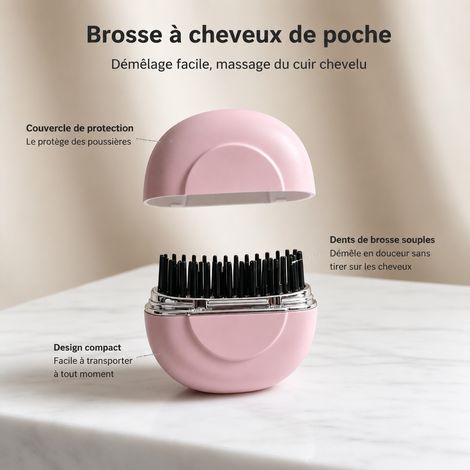 Mini brosse lissante sans fil rechargeable rose cerisier réf 6269 8,8 × 8,8 × 4 cm 124 g – Livraison gratuite