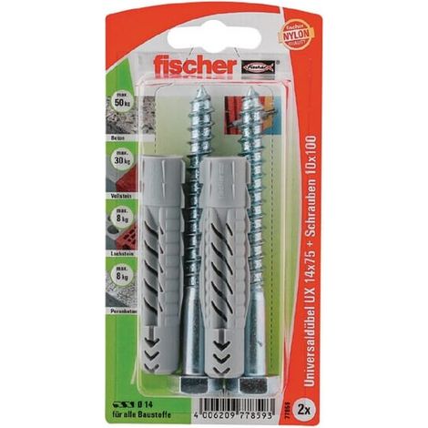Fischer 2x Taco universal UX 14 x 75 mm S con tornillo - 77859