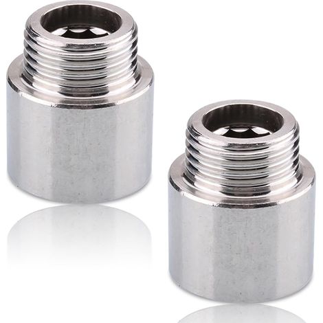 Raccord De Prolongation Robinet - Acier Inoxydable 1/2 Pouces x 20 mm - Filetage Extérieur G1/2 IG - Filetage Intérieur G1/2 AG - Pour Installation Eau Potable Et Chauffage - Lot De 2 (1/5)