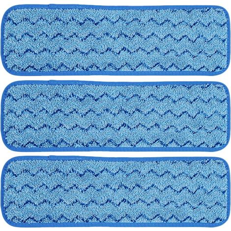 CCYKXALingettes de Rechange pour Balai à Serpillère Plate en Microfibre Bleu, Design Sécurisé Autocollant, Lot de 3 Pièces Remplaçables pour Nettoyage (1/5)