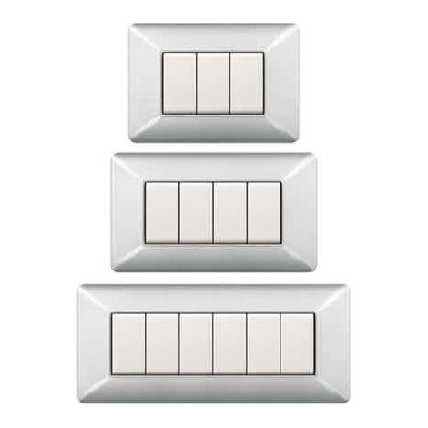 PLACCA COPRINTERRUTTORE IN ALLUMINIO CHIARO 'EASY' 6 Posti