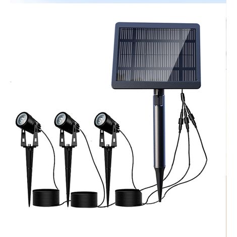 lampe solaire spot de jardin a piquet 3 en 1 lumiere multicolore six couleurs 3w 4400mah etanche ip65 pour pelouse exterieur (1/5)
