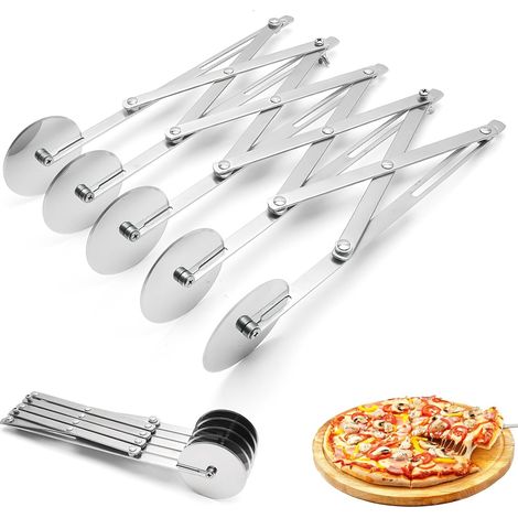 Pizza Cutter 5 Wheels, Adjustable Pizza Cutter, Retractable Stainless Steel Dough Divider, Pizza Slicer, Pastry Knife, Dough Cutter for Pie, Biscuits, Pastry and Pizza (1/5)