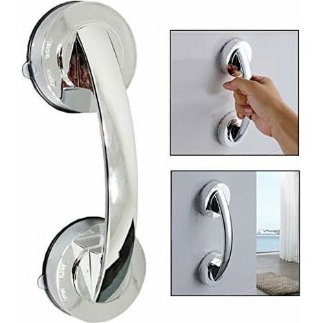 Poignée de Porte à Ventouse, Réfrigérateur Poignée de Porte de Salle de Bain,Bec de Cane,Solide et Exquis,(Argent) (1/5)