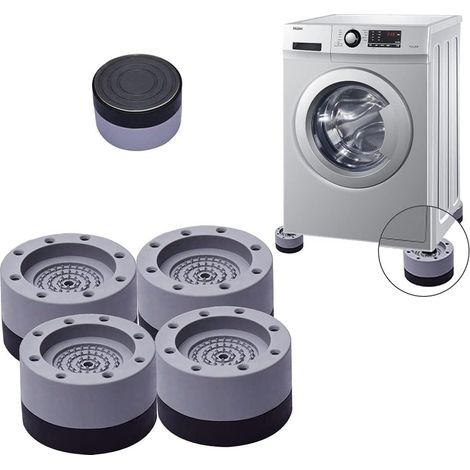 CCYKXA Set mit 4 universellen Antivibrationspads für Waschmaschine, Trockner und Kühlschrank - Rutschfeste Unterlage - Rostfreies Material - Bodenschutz und Geräuschdämpfung (Grau)