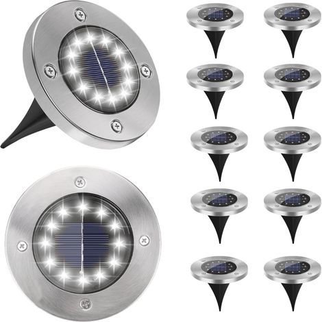 Ulisem Luci solari da esterno impermeabili, confezione da 12 luci solari luminose con 12 LED, luci solari da giardino per vialetti, patio, cortile, terrazza, prato, decorazione (1/5)