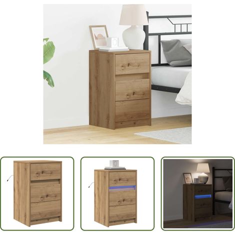 vidaXL Nachttisch Eiche - Nachttisch Artisan-Eiche 38 x 34 x 61 cm Holzwerkstoff (1/5)