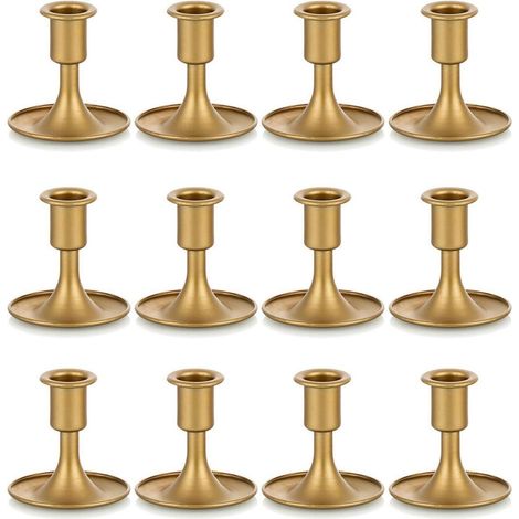 Kerzenhalter Stabkerzen Gold 12er Set Tischdeko Hochzeit 12 Gold (1/5)