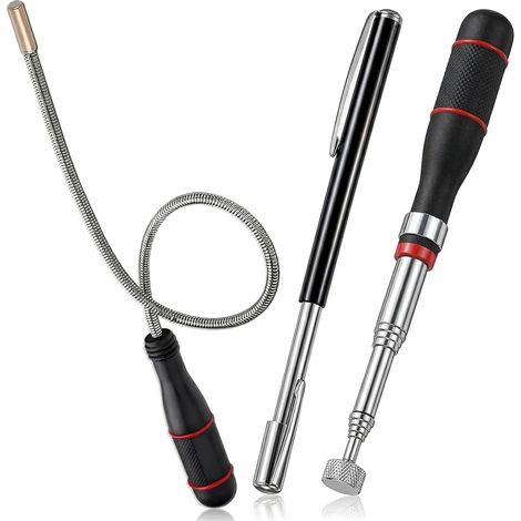3 Pièces Aimant Telescopique,Ramassage Magnétique Flexible,Kit d'Outils Magnétiques Télescopiques,Aimant Mecanique Auto pour Ramasser de Petites Pièces,Vis,Boulons,Outils Mécaniques Objets Métalliques (1/5)