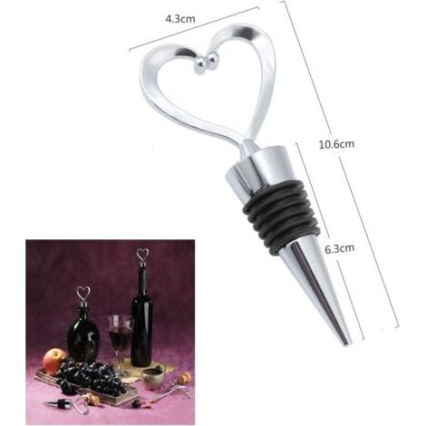 Lot de 10 bouchons réutilisables pour bouteille de vin, champagne, prosecco, bière, spiritueux (forme de cœur) (1/5)