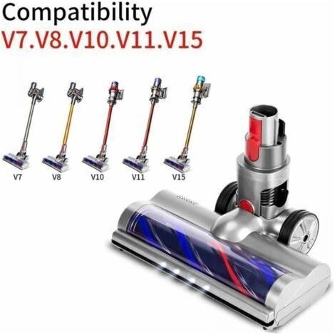 NALOOKAMIC  Brosse Électrique Compatible pour Dyson V7 V8 V10 V11 V15 Entraînement Direct Brosse Turbo avec 4 Lumières LED pour Sols Durs et Parquets-Accessoire pour aspirateur