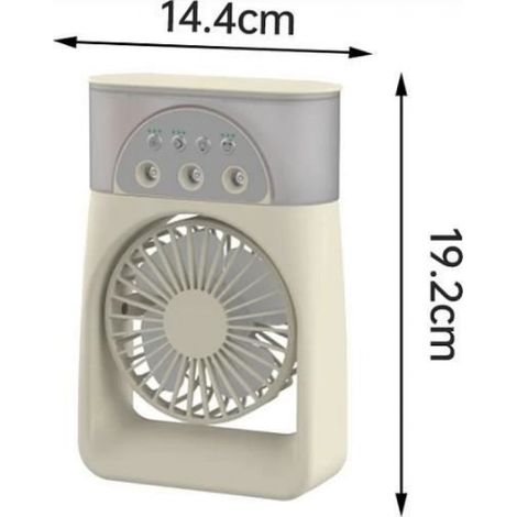 Ventilateur Humidificateur - 250 ml - 3 Vitesses - Veilleuse 7 Couleurs - Portable - 1 Unité (1/4)