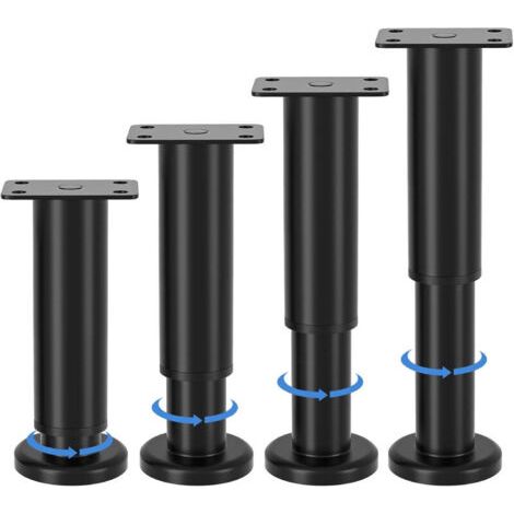 pieds de meubles réglables, hauteur ajustable de 8 à 12 cm, pieds de meubles en métal noir, pour armoires, meubles TV, lits, canapés, tables de chevet, chaises, meubles de salle de bain (1/4)