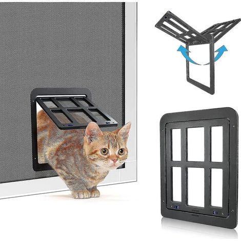 Chatière, moustiquaire à fermeture automatique magnétique pour chien, moustiquaire de porte de balcon avec chatière intégrée - Taille S - 25 x 31,5 cm - Noir (1/5)