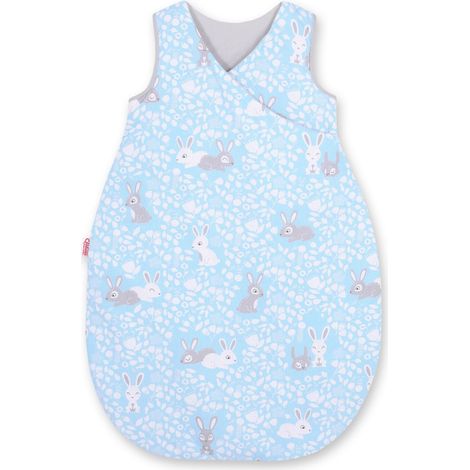 Saco de dormir de algodón para niños, talla M (3-12 meses), TOG 2.5, aislante para todo el año - conejitos azules (1/3)