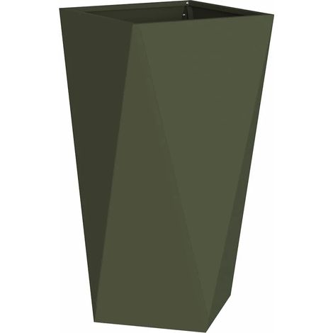Fioriera moderna di design per esterni 40 x 40 x 75 cm pratica resistente agli agenti atmosferici in acciaio verde oliva 020053026