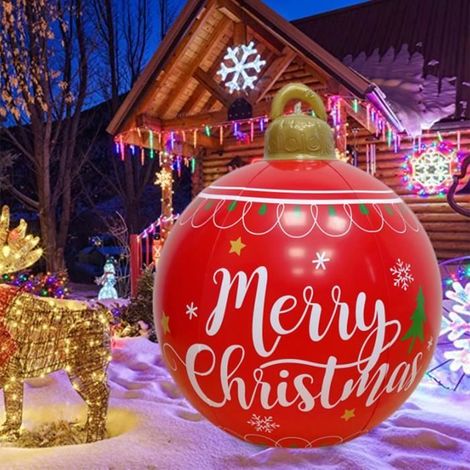 GUIRLANDE DE NOEL-Boule de Noël gonflable géante - Décoration d’extérieur/intérieur pour mariage, festival, cour, jardin-Joyeux (1/4)