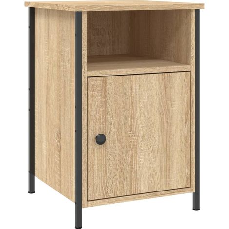 Comodino con vano con anta stile industriale 40 x 42 x 60 cm in legno ingegnerizzato color rovere e ferro DEC033871
