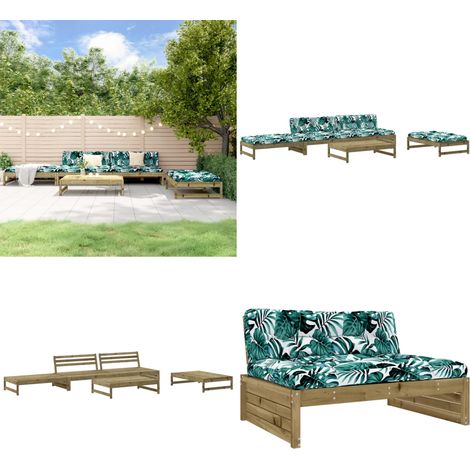 5-tlg. Garten-Lounge-Set mit Kissen Imprägniertes Kiefernholz - Gartenloungeset - Kiefernholzmöbel - Gartengeräte - Gartenmöbel - Loungemöbel - Home & Living (1/5)