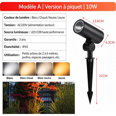 Projecteur LED Extérieur 10W Modèle B Spot sur Piquet IP65 10w-b réf 8684 490 g – Livraison gratuite