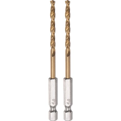 2pcs 1/4" Hex Tige Perceuse Forets 4mm Titane Acier inoxydable (1/5)
